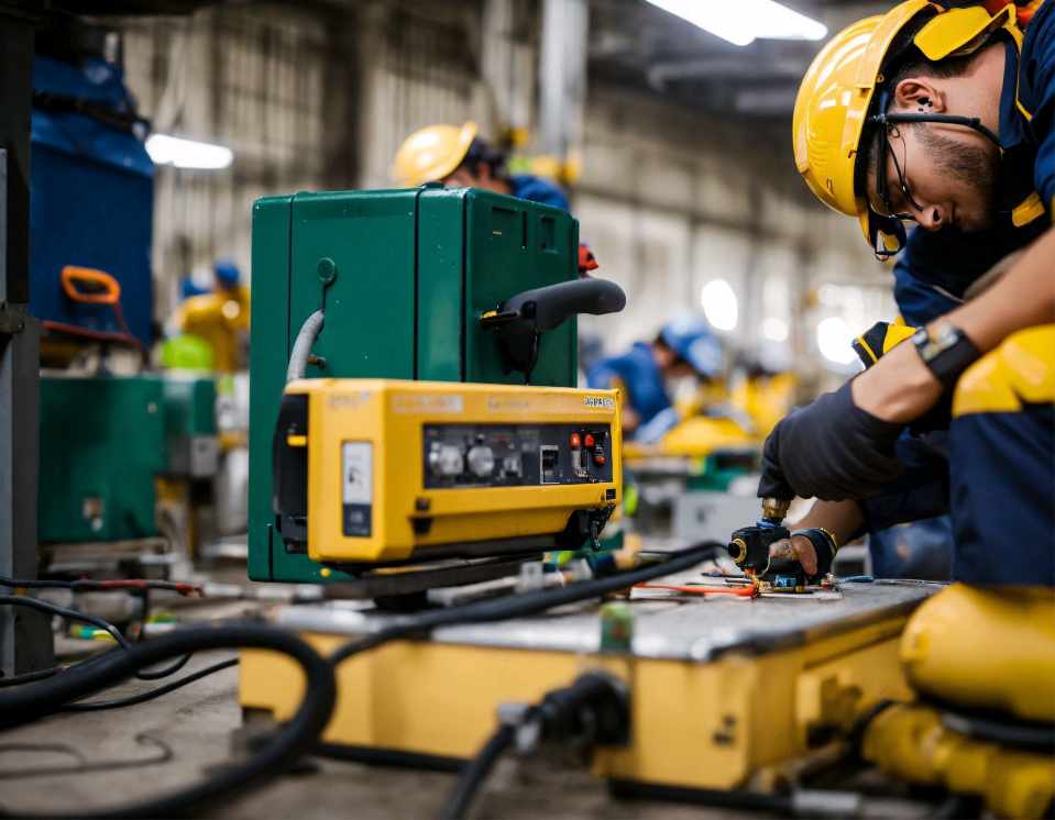 تکنسین برق مشغول به کار است