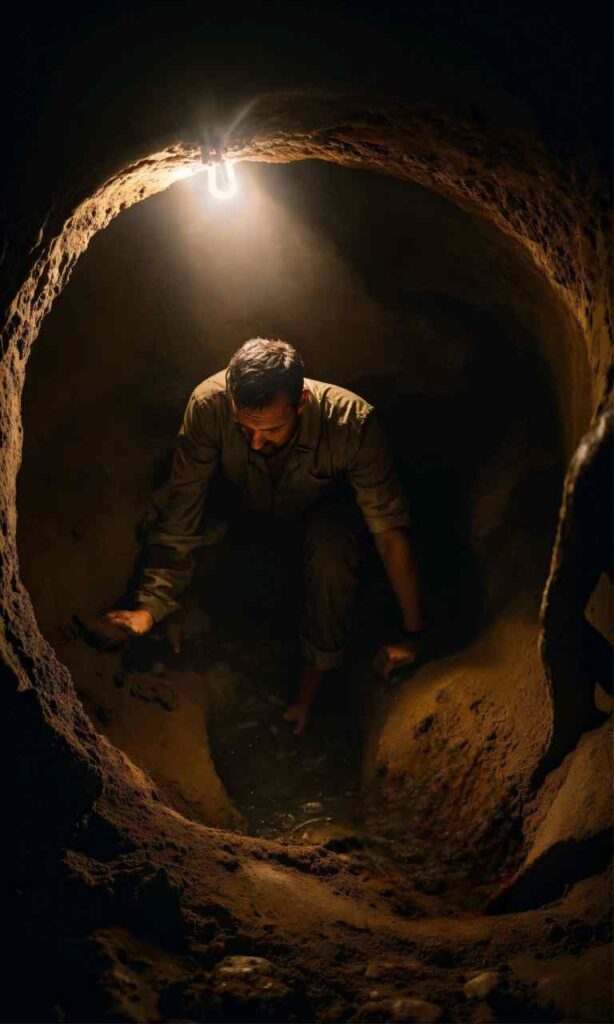 مقنی در حال کندن زمین